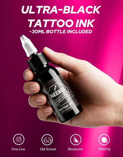 Tattoo Gun Kit Neebol Cordless Wireless Tattoo Pen 1600mAh Battery with 20 Cartridge Needles 8 Inks White Soap Complete Tattoo Machine Set for Beginners Artists Body Art