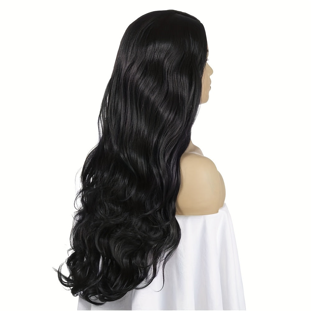 Fluffy Deep Brown Curly Hair Fashion Party Hairstyle Long Wig Big Wave Headband