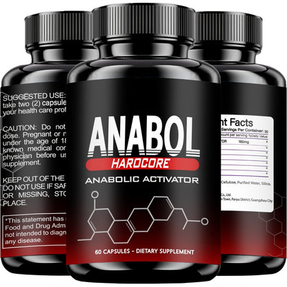 Anabolic Activator Supplement for Men — Anabol Hardcore Advanced Energy, Strength & Wellness Formula | 6-Keto-Diosgenin & Hecogenin | 60 Capsules | 1-3 Bottle Options