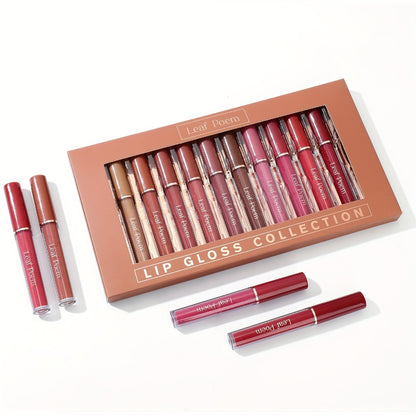 Lip Gloss Set 12pcs Long-Lasting Moisturizing Waterproof - High Color Payoff Non-Stick Non-Fading Formula for All Skin Tones - Hydrating Glossy Lip Makeup for All-Day Wear - Perfect Holiday Gift Set