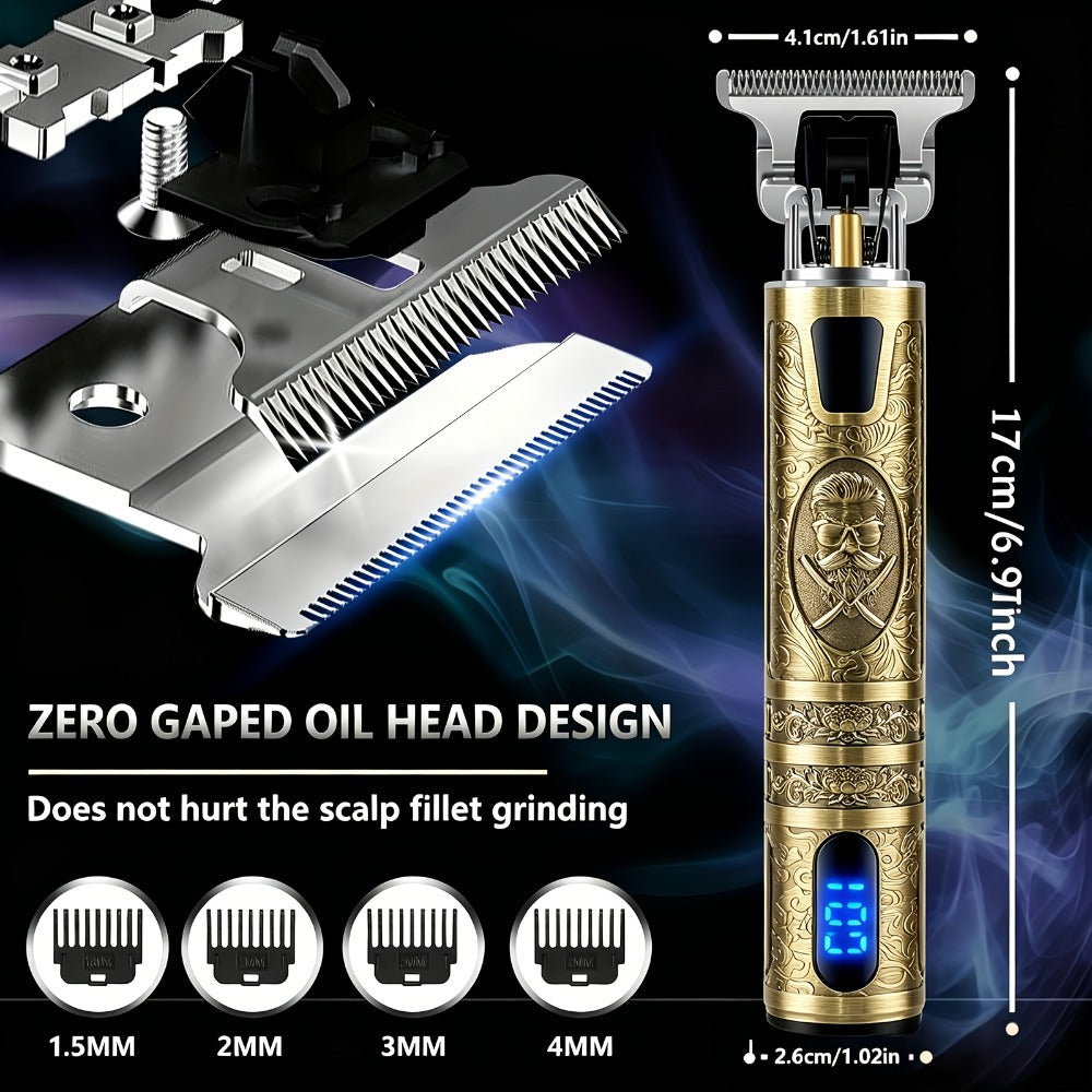 Hair Clipper for Men – Cordless Electric Beard Trimmer with LCD Screen & Precise T-Blade, USB Rechargeable Hair Cutting Kit for Grooming, Fade & Body Hair Trimming at Home or Barber