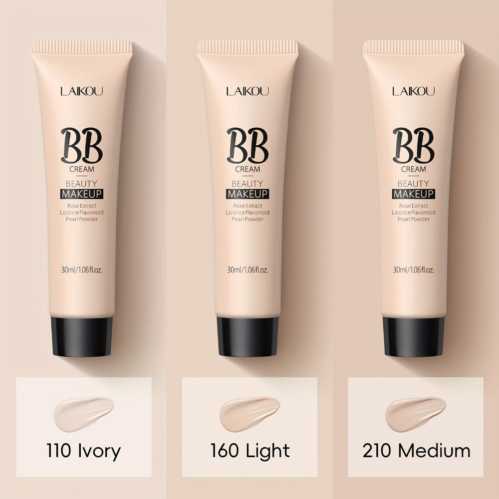 BB Cream 2PCS Set by LAIKOU – Waterproof Long-Wearing Foundation with Pore-Minimizing & Blemish-Covering Concealer, Glycerin-Infused Formula, 9 Shades, 30ml/1.06fl.oz Each