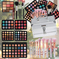 Silvery Multi-functional Makeup Kit, Premium Gift Box With Makeup Tools, Mirror, Lipstick, Eyeshadow, Blush, Portable & Long-Lasting In Multiple Shades, Suitable For Beginners, Teenagers, Perfect Gift For Valentine'S Day/Carnival/Back To School