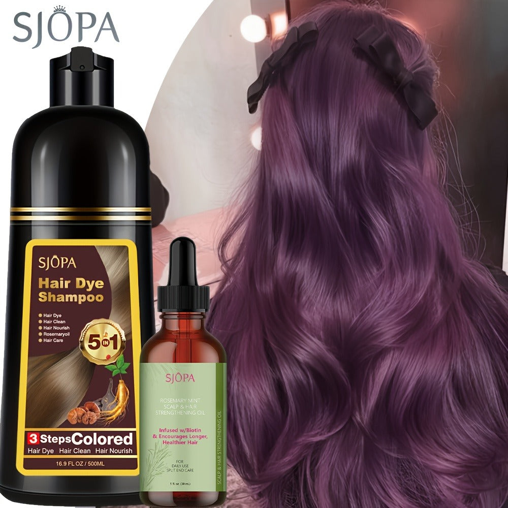 Hair Dye Kit – 3-in-1 Hair Dyeing Shampoo with Rosemary Oil & Squalane, Natural Plant-Based Formula, Gentle on Skin, Fast Color, Multi-Shade Home Hair Color Set