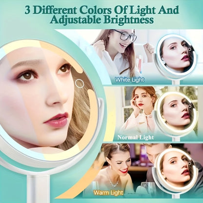 Lighted Makeup Mirror with 25X Magnification - 80 LED Vanity Mirror with 3 Color Lighting Modes, Touch Control, 2-Sided 8 Inch Rechargeable Makeup Mirror for Women, 2000mAh Battery