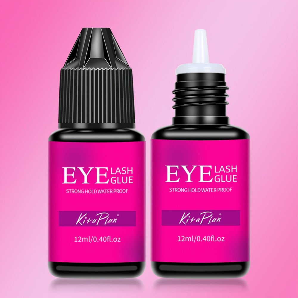 2pcs 0.17oz/0.41oz Eyelash Glue Eyelash Extension Supplies Black Lash Extension Eyelash Adhesive Strong Hold Drys In 0.5-1s with 6-7 Weeks Retention By Existing Beauty Lashes for Beginners to Use At Home And Cluster Lash DIY