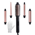 5 In 1 Curling Iron Set With Curling Heat Brush And 4 Interchangeable Ceramic Curling Iron, Wavy Curling Iron, Long Lasting Curling Iron, Gloves And 2 Clips, Quick Curling Iron, Perfect For Girls With All Hair Types, Valentine'S Day Gift