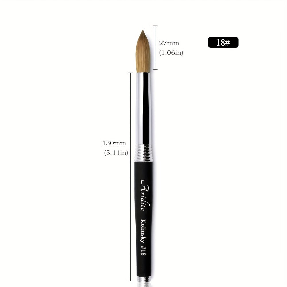 Aridito 100% Pure Kolinsky Round Head Acrylic Nail Art Brush with Black Metal Handle for Professional Manicure And Home Salon (#12 #14 #16 #18)