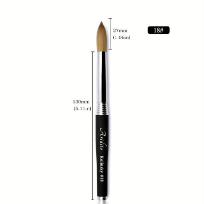 Kolinsky Acrylic Nail Art Brush Round Head 100% Pure Kolinsky Black Metal Handle Professional Manicure Nail Extension Brush Size 12 14 16 18