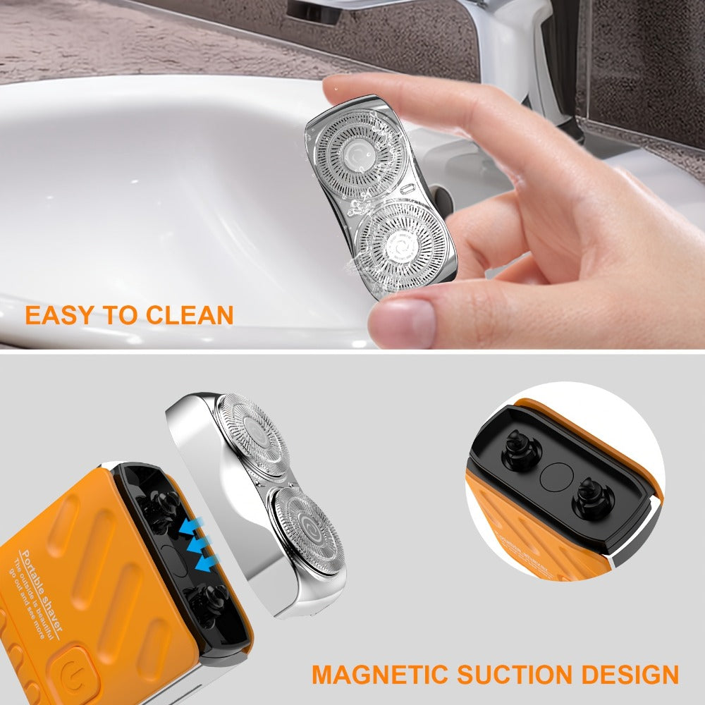 New Mini Version Electric Portable Dual Blade Floating Men'S Electric Shaver, Available In Three Colors, Clean Shaving, USB Charging, Preferred Gift Giving Option