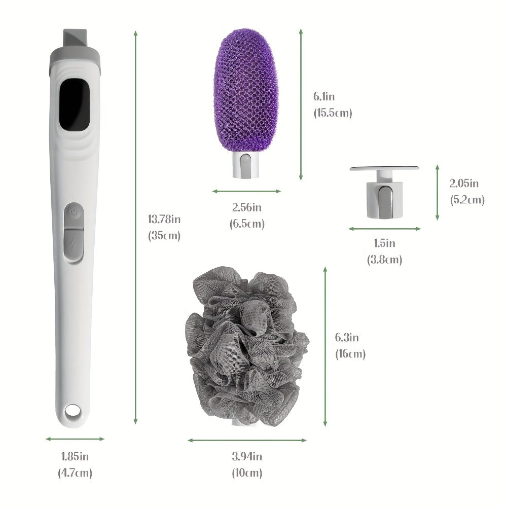 Electric Body Scrubber, African Bath Sponge Back Cleaner for Shower, Dual-Speed Bath Brush with 3 Replaceable Heads for Skin Cleansing, Exfoliation, And Massage