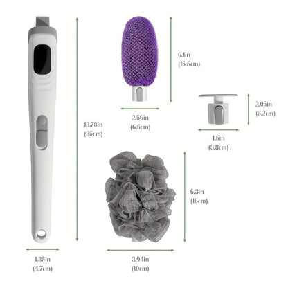 Electric Body Scrubber Brush with 3 Replaceable Heads - Dual Speed Shower Back Cleaner African Bath Sponge for Skin Exfoliation Cleansing & Massage