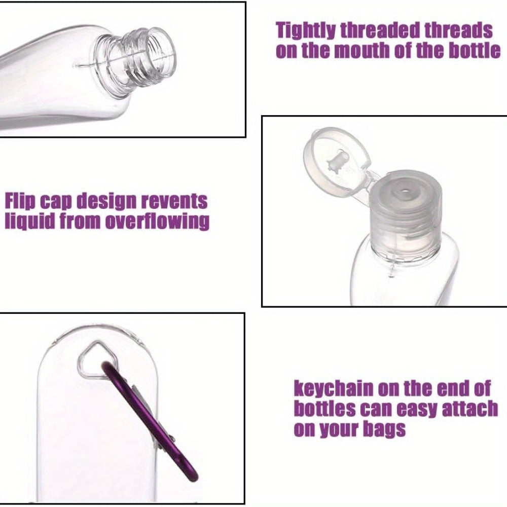 50pcs 1.7oz Leakproof Travel Bottles with Keychain - Portable, Refillable Squeeze Containers for Lotion, Soap & Toiletries, Clear Plastic