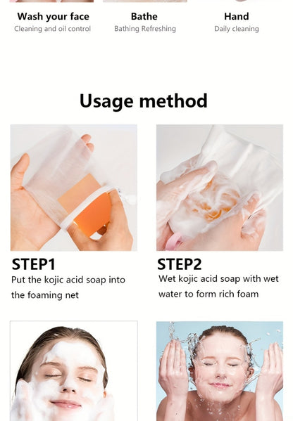 Kojic Acid Soap for Skin Brightening – 6-Pack 100g Bars with Rose & Glycerin | Oil Control, Moisturizing Gentle Cleanser for Face, Hand & Body | Natural Orange Scent Dark Spot Soap, Skin Tone Corrector