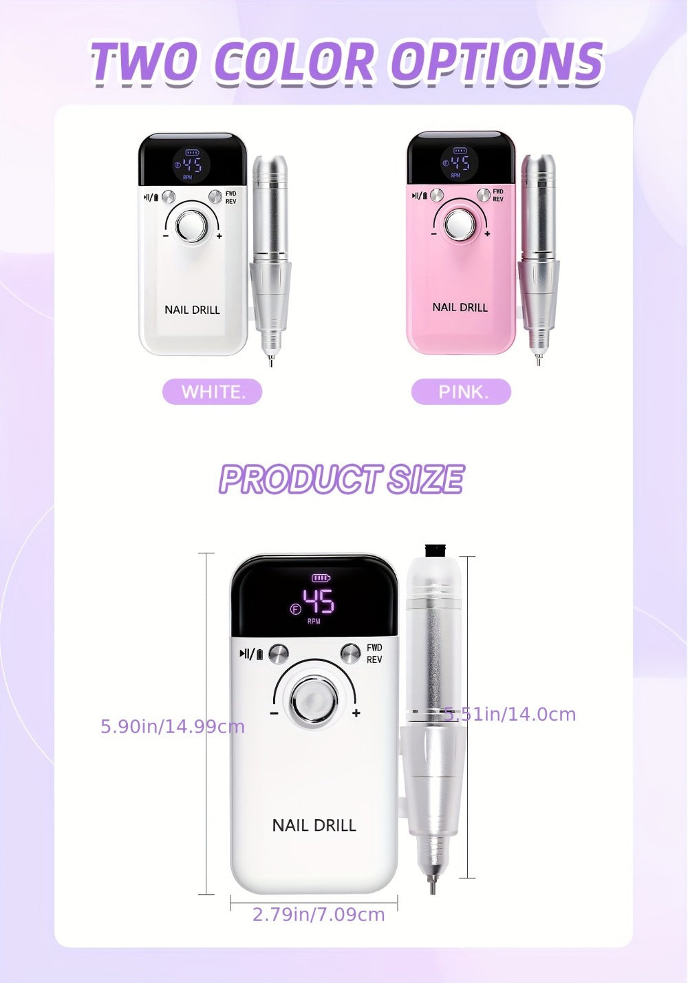 45, 000 RPM Electric Nail Drill Machine for Manicures Featuring an LCD Display, Rechargeable And, Designed for Gel Nails