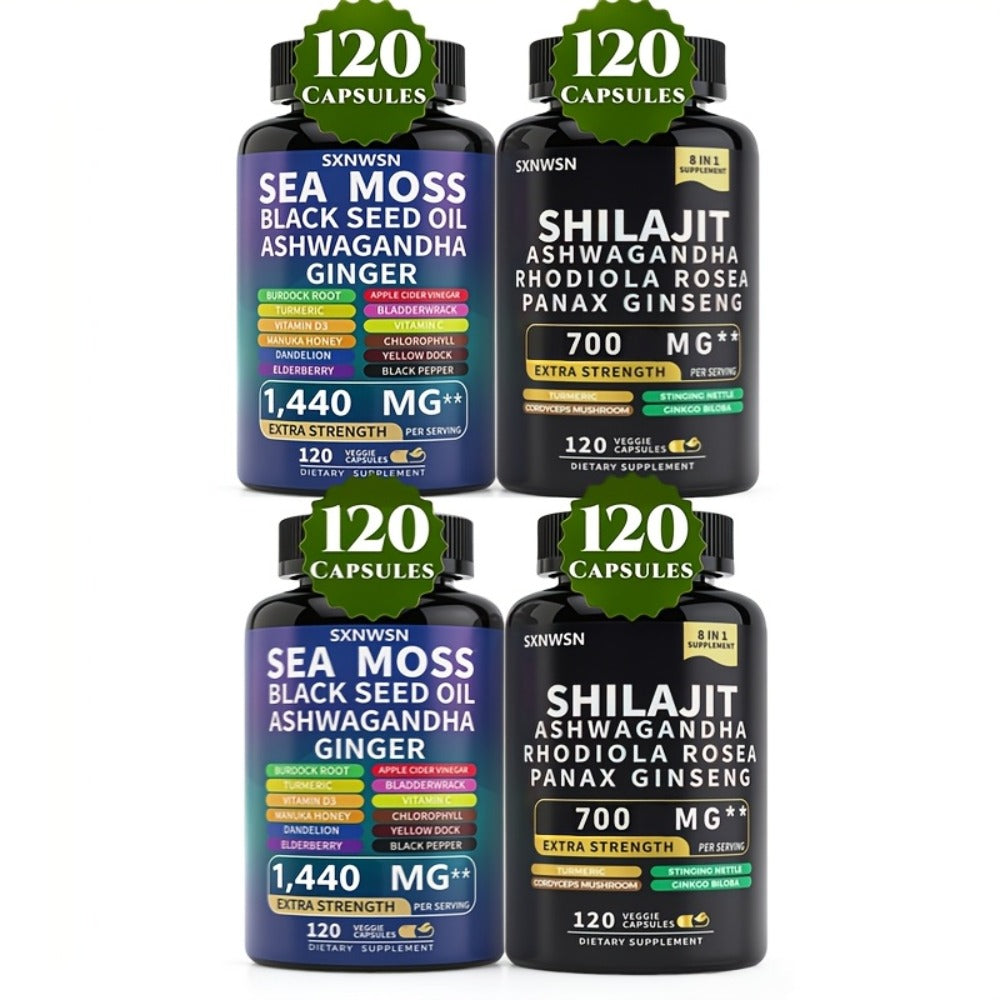 [Sea Moss & Shilajit] 240 Capsules Sea Moss And Shilajit Sea Moss Black Seed Oil Ashwagandha Ginger And Shilajit Rhodiola Rosea Panax Ginseng