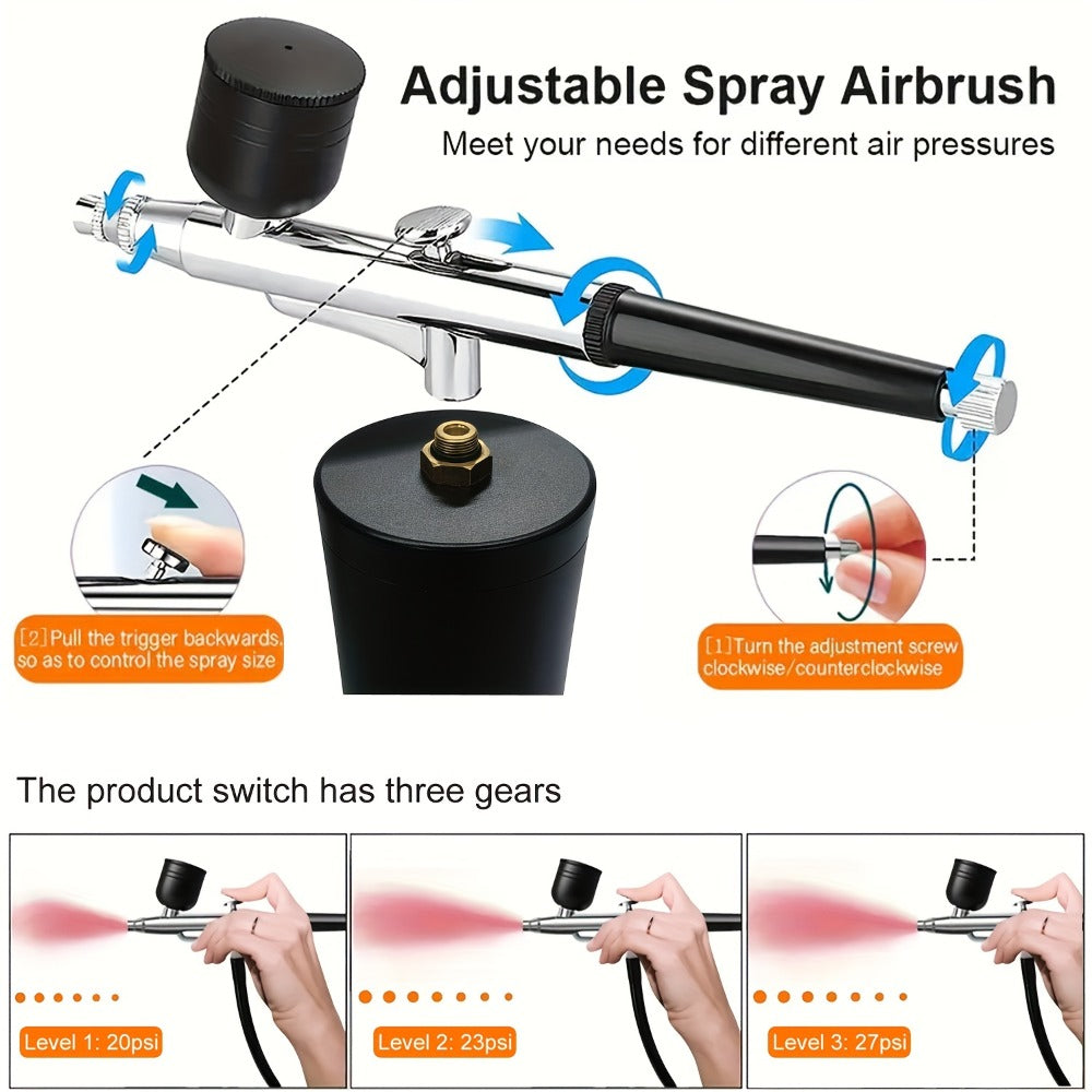 Airbrush Kit with Compressor, Rechargeable Portable Cordless Air Brush Set, Handheld Airbrush Gun Set for Nail Art, Makeup, Painting, Cake Decor