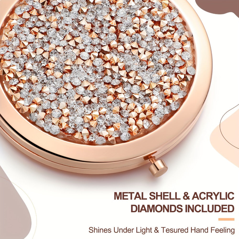16pcs Pocket Mirror Inspirational Cosmetic Mirror Easter Gift Party Gift Purses Compact Mirror Travel Magnifying Rhinestone Bridesmaid Mirror Thank You For Women Girls Friends Nurse Wedding