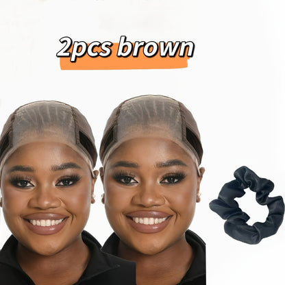 Lace Wig Cap 4x5 Adjustable Non-Slip with Ear Cutouts Transparent Lace Edge Soft Breathable for Women Brown Blonde Black 613 Daily Wig Wear