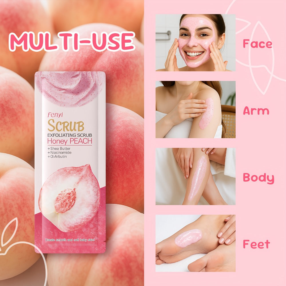 X50pcs Peach Scrub for Feet Body Skin, Gentle Cleansing Moisturizing Smooth And Nourish Skin, Portable for Traveling Holiday Gift for Mother Father Best Friend Christmas Day