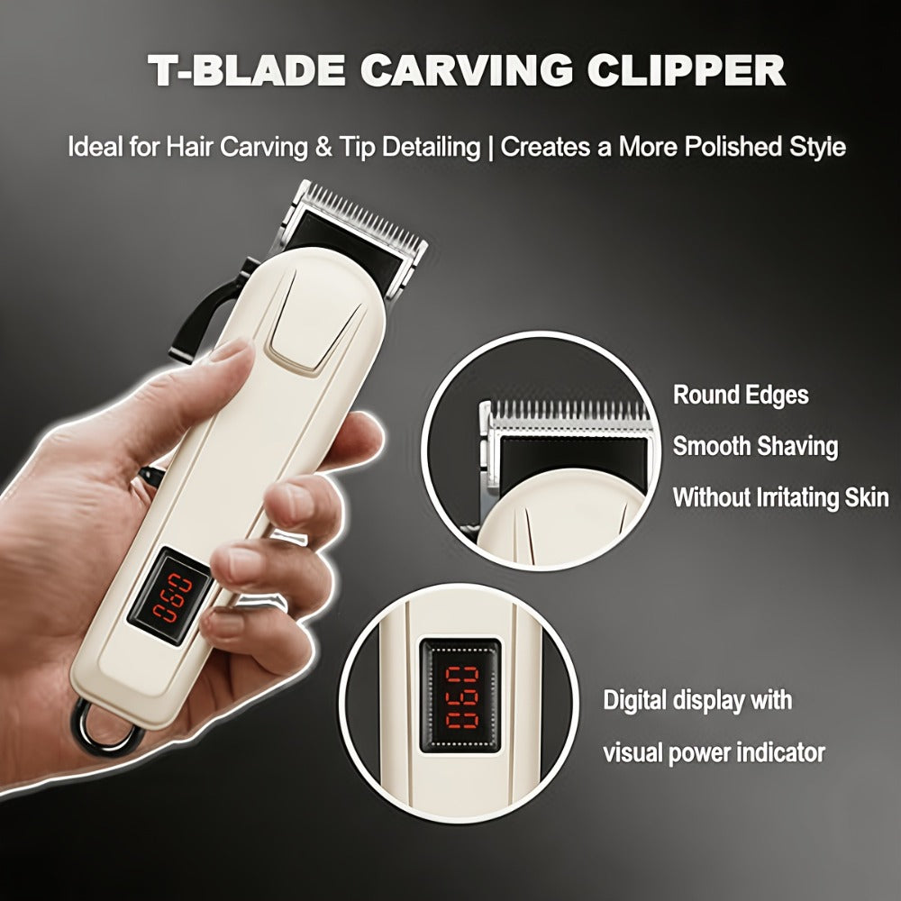 Golden Hair Clipper Professional Set, Men's Hairdresser Set, USB Charging, Large-capacity Battery Life, LCD Display Power, Business Travel Essential, Perfect Gift for Dad, Son, Brother and Friends