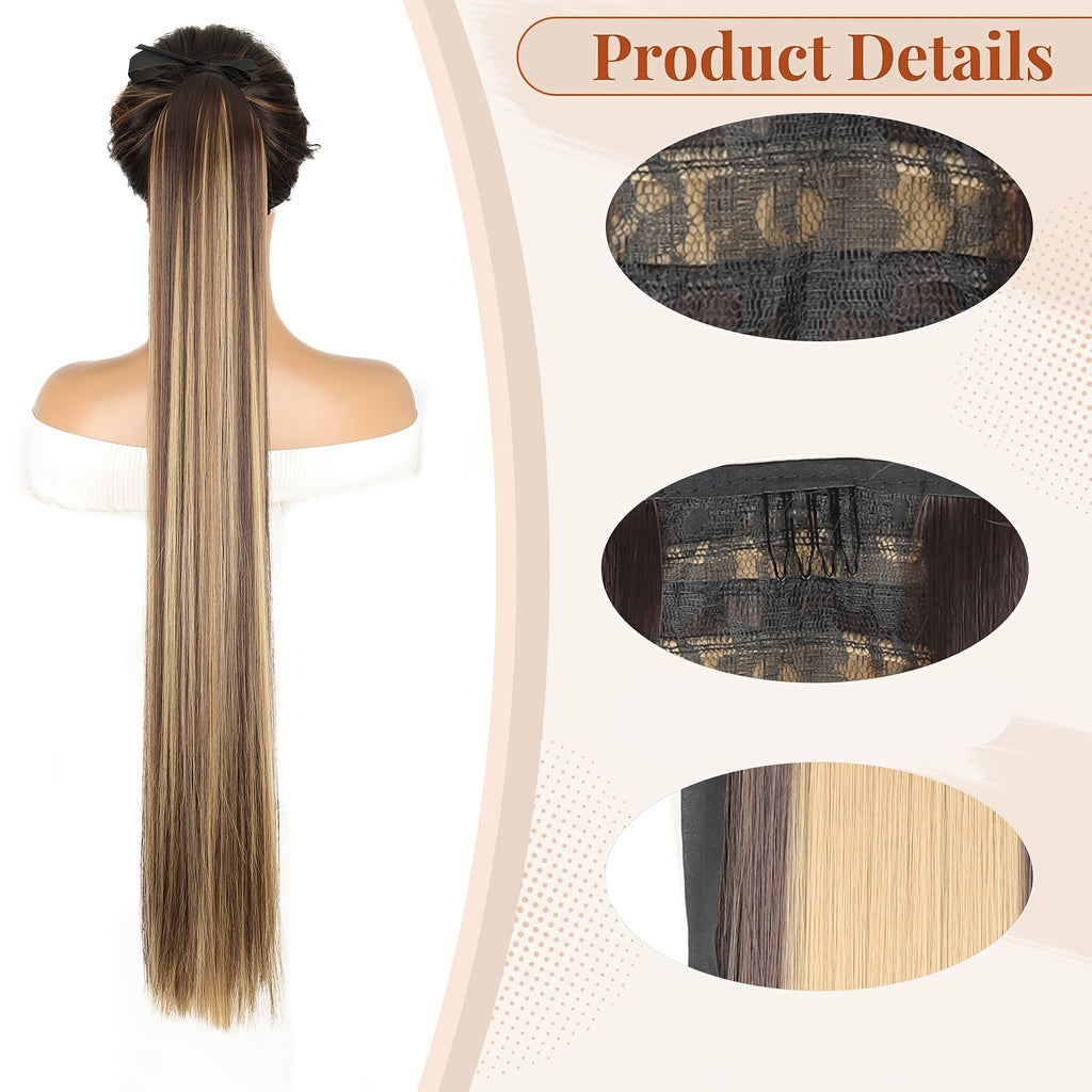 Stylish Long Ponytail Wig for Women Made from High-Temperature Fiber, Featuring Straight Hair And a Easy Design, Perfect for Everyday Use And Festive Occasions