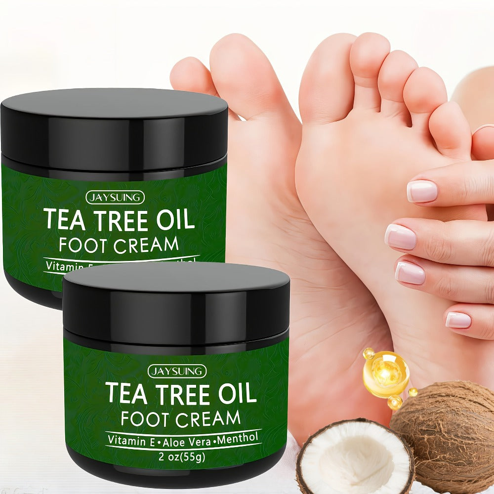 2pcs Tea Tree Oil Hand & Foot Care Cream, Suitable for Dry And Rough Skin, Containing Vitamins, Coconut Oil, And Plant Extracts. It Soothes And Moisturizes Feet, Leaving Skin Smooth. Ideal Gift Choice