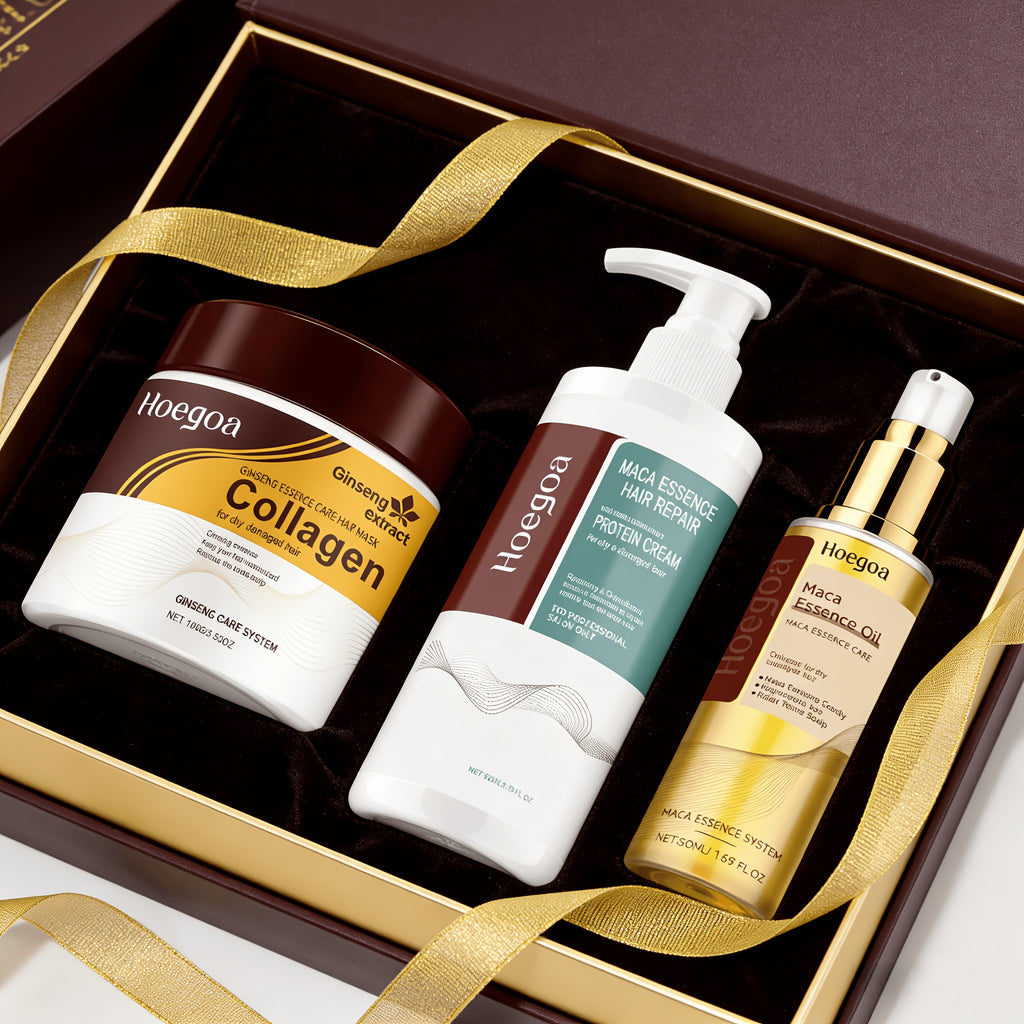 Three Piece Hair Care Combination Set, 3.53 Ounces+1.69 Fluid Ounces+3.38 Fluid Ounces, Collagen Hair Care Combination, Moisturizing to Make Hair Smooth, Suitable for All Hair Types, Essential Hair Care Set for Family Travel, Daily Hair Care Products