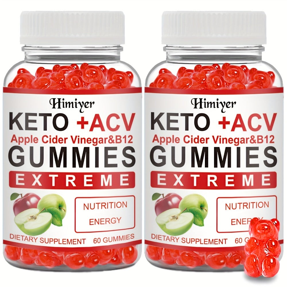 2 Bottles Of 120 Capsules - Keto ACV Apple Cider Vinegar & B12 Apple Cider Vinegar, Added Pomegranate Beet Juice Powder B12 Vegetarian Gummies - One In The Morning And Evening Can Last for Two Months
