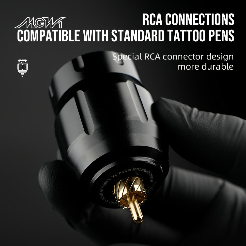 Wireless Power Supply for Tattoos, Featuring a Portable Rechargeable Motor Without Cords, Equipped with an LED Digital Display And RCA Connector, Designed for Rotary Tattoo Machines And Makeup Tools