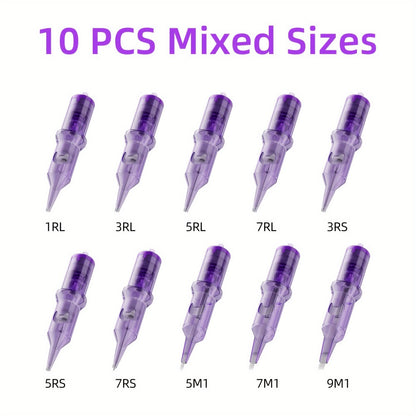 Tattoo Cartridge Needles Purple RL RS RM M1 Mixed Sizes - Tuffking Professional Disposable Liner Shader Magnum Needles for Tattoo Artists & Beginners 30 50pcs