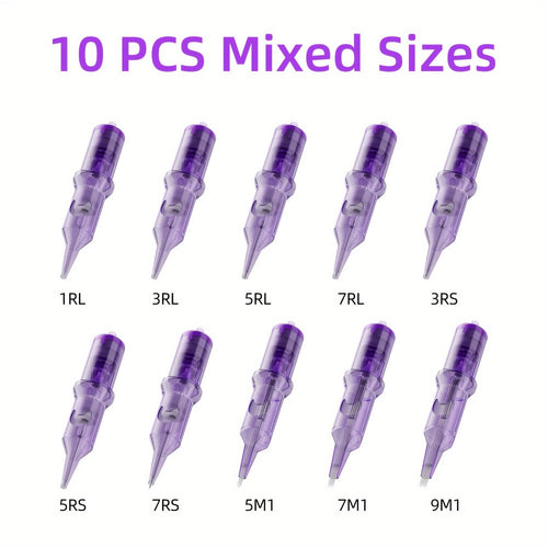 Tattoo Cartridge Needles Purple RL RS RM M1 Mixed Sizes - Tuffking Professional Disposable Liner Shader Magnum Needles for Tattoo Artists & Beginners 30 50pcs