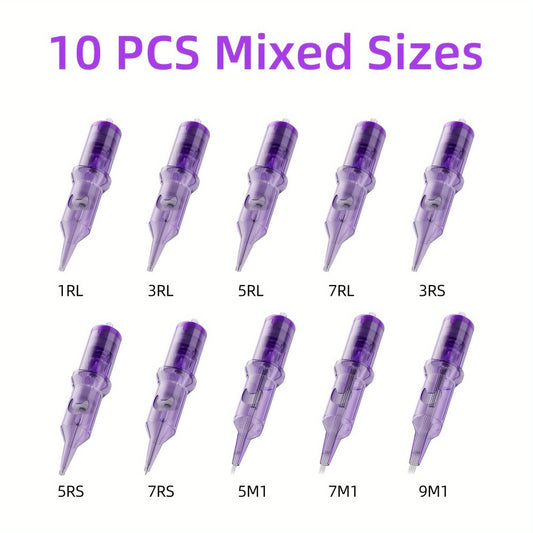 Tattoo Cartridge Needles Purple RL RS RM M1 Mixed Sizes - Tuffking Professional Disposable Liner Shader Magnum Needles for Tattoo Artists & Beginners 30 50pcs