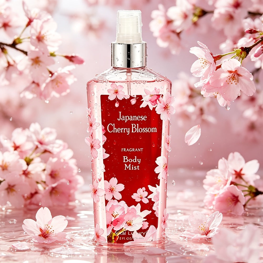 Cherry Blossom Fragrance Bath & Body Set | Body Lotion 8oz + Body Spray 8oz | Softens Skin, Retains Fragrance, Moisturizes And Refreshes. Suitable For All Seasons. A Thoughtful Valentine'S Gift For Mom, Wife, Sister Or Girlfriend!