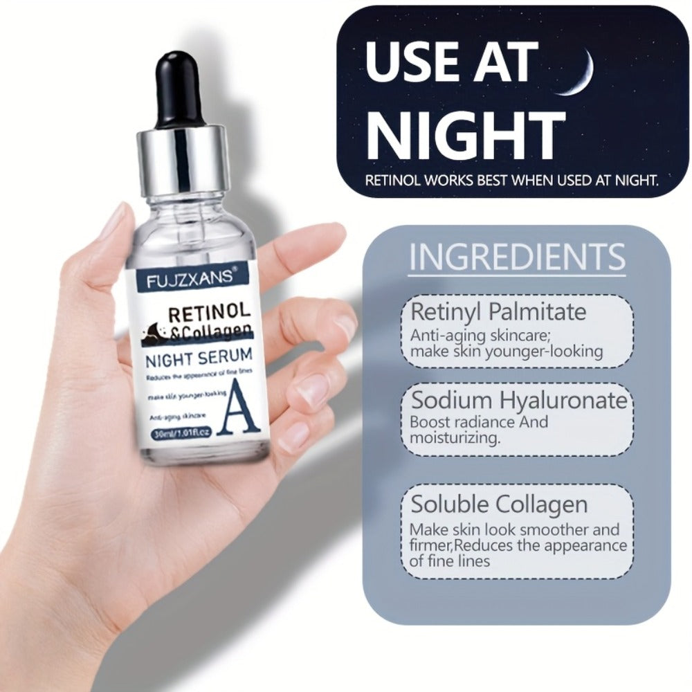 Day & Night Retinol+Vitamin C+Hyaluronic Acid Serum Set for Face skincare ; make Light Beige younger-looking ; Deep Hydration ; Moisturizing Facial Essence kit for Women
