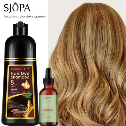 Color Dyeing Shampoo 5-in-1 Instant Hair Color Conditioner 16.9oz - SJOPA Safe Natural No Pungent Smell Unisex Hair Dye Shampoo Serum for Men Women Gift