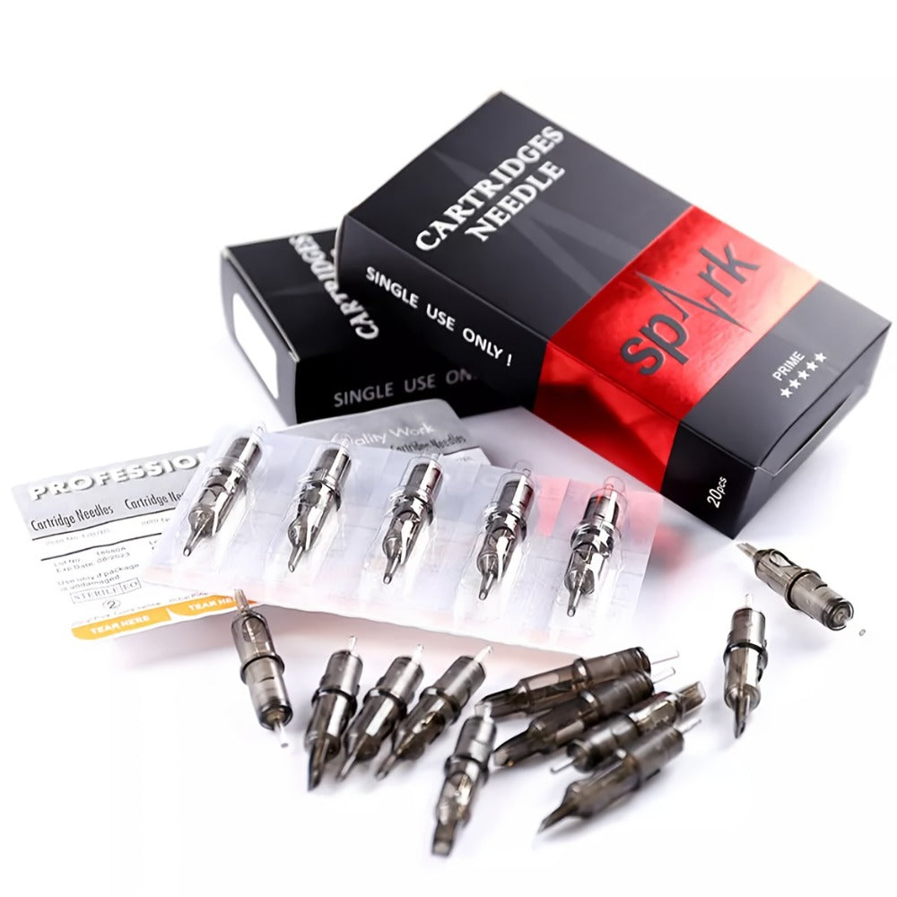 20pcs/box SPARK Tattoo Disposable Cartridge Needles, 12 Series Tattoo Needle For Tattoo Artists And Beginners Type: RS/RL/M1/CM