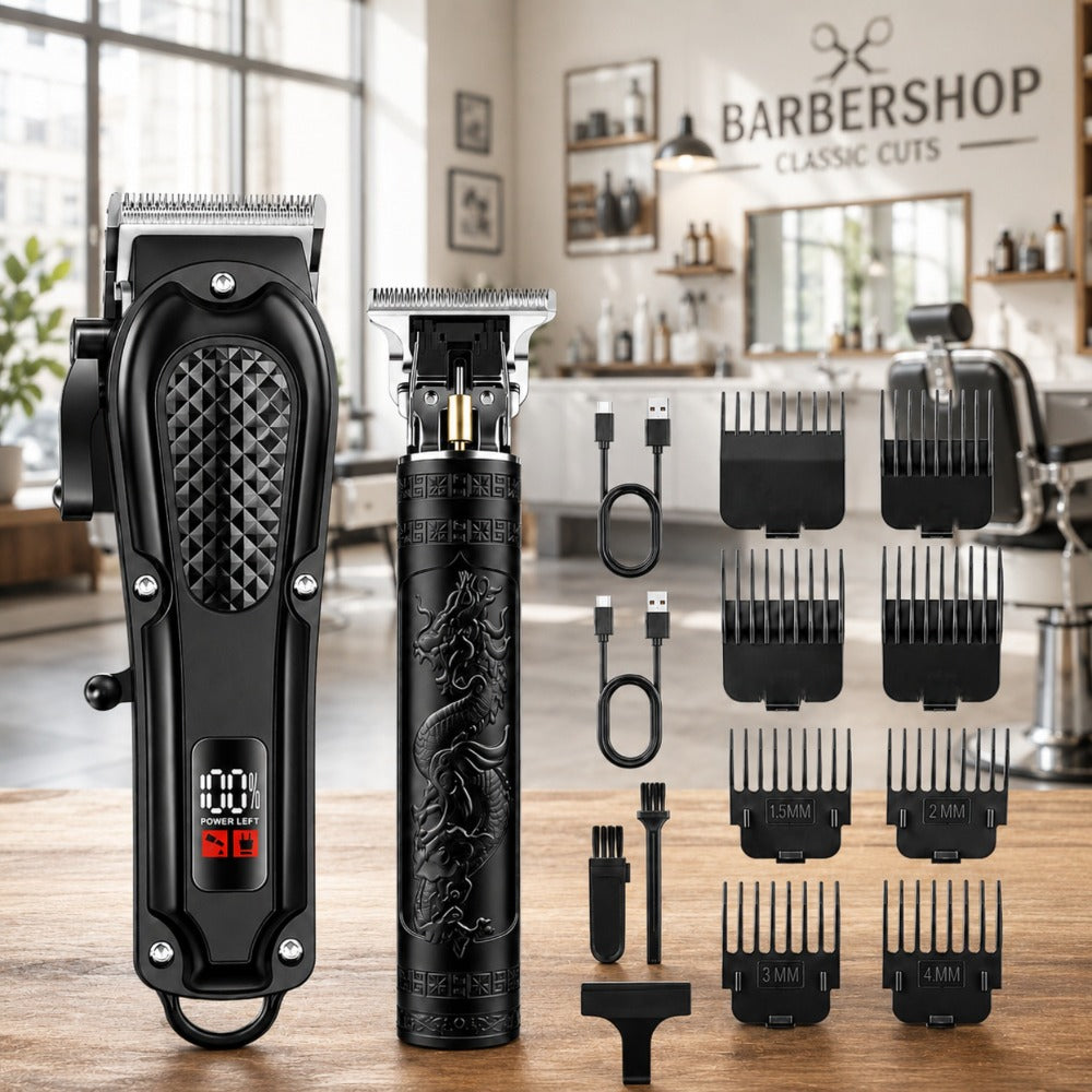 [USB Rechargeable] Professional Men's Grooming Kit, Rechargeable Hair Clipper And Beard Trimmer Set with Guide Combs, Nose Trimmer, Electric Shaver, USB Charging Cable, Haircut And Styling Tool for Men