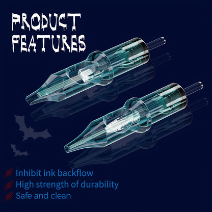 Tattoo Cartridge Needles Mixed Sizes 50pcs — Round Liner Shader Magnum Disposable Sterilized Safety Needles for Tattoo Machine Pen Professional Body Art Supplies