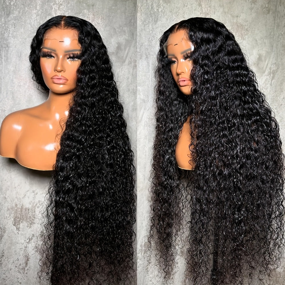 13x4 Deep Curly Lace Wig Black Coily Curly Wig High-Temperature Fiber Transparent Lace Front Wig Deep Curly Lace Front Wig Natural Black 180 Density Wig For Women 28 Inch
