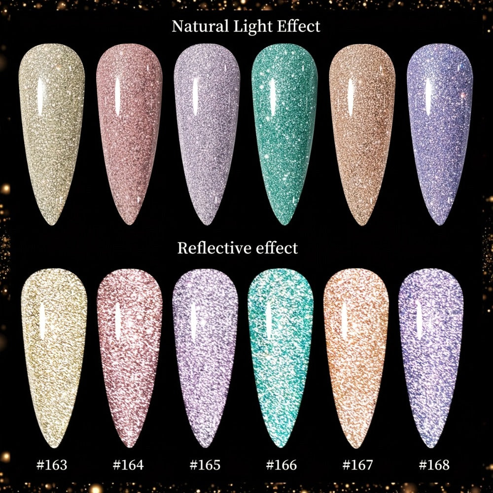 XEIJAYI Sparkling Diamond Gel Nail Polish Set - 6 Colors, Glittery & Shiny End, Long-Lasting Salon-Quality Manicure, No Alcohol, Perfect for Stylish Nail Art Designs, Nail Art Accessorie