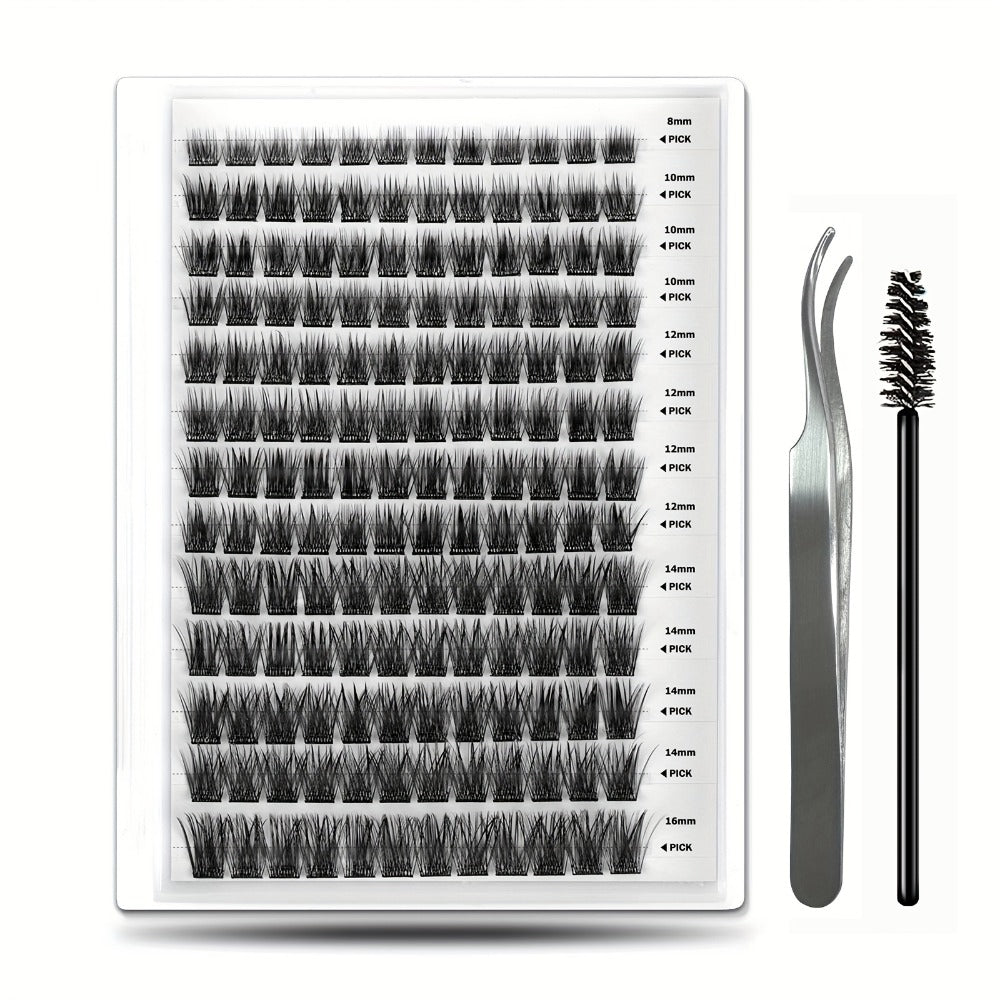 Self Adhesive Eyelashes, 156pcs Self Adhesive Eyelash Clusters, No Glue Needed, Invisible 2-Strip Tape - Longer Lasting, No Sticky Residue Pre Glued Eyelashes (Volume-Mixed)