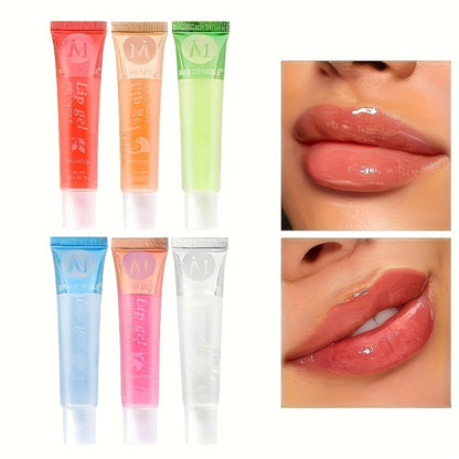 Moisturizing Lip Gloss Set 12pcs Clear Lip Plumping Oil with Plant Squalene VE Rosehip Argan Mint Aloe Coconut Flavors Hydrating Transparent Lip Gloss Gift Set