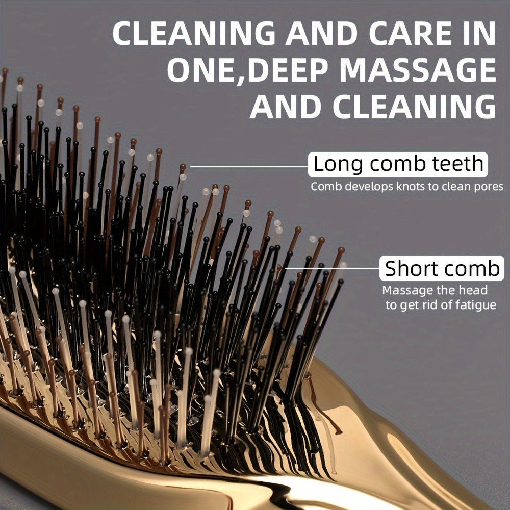 1pc Electroplated Hairdressing Comb Scalp Massage Air Cushion Comb Anti-static Hairdressing Comb with Gift Box