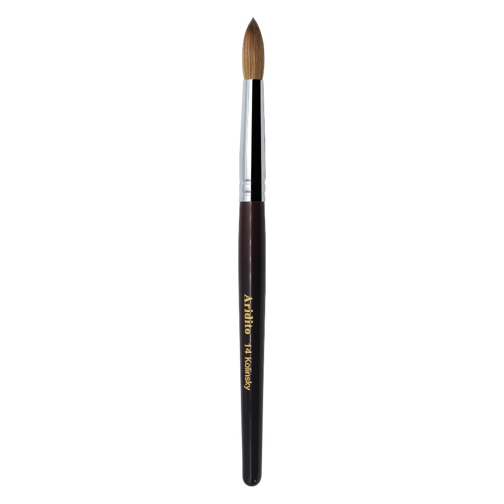 Aridito Round Head Kolinsky Acrylic Nail Art Brush Red Wine Color Wooden Handle for Professional Manicure Home Salon (Size 8 10 12 14)