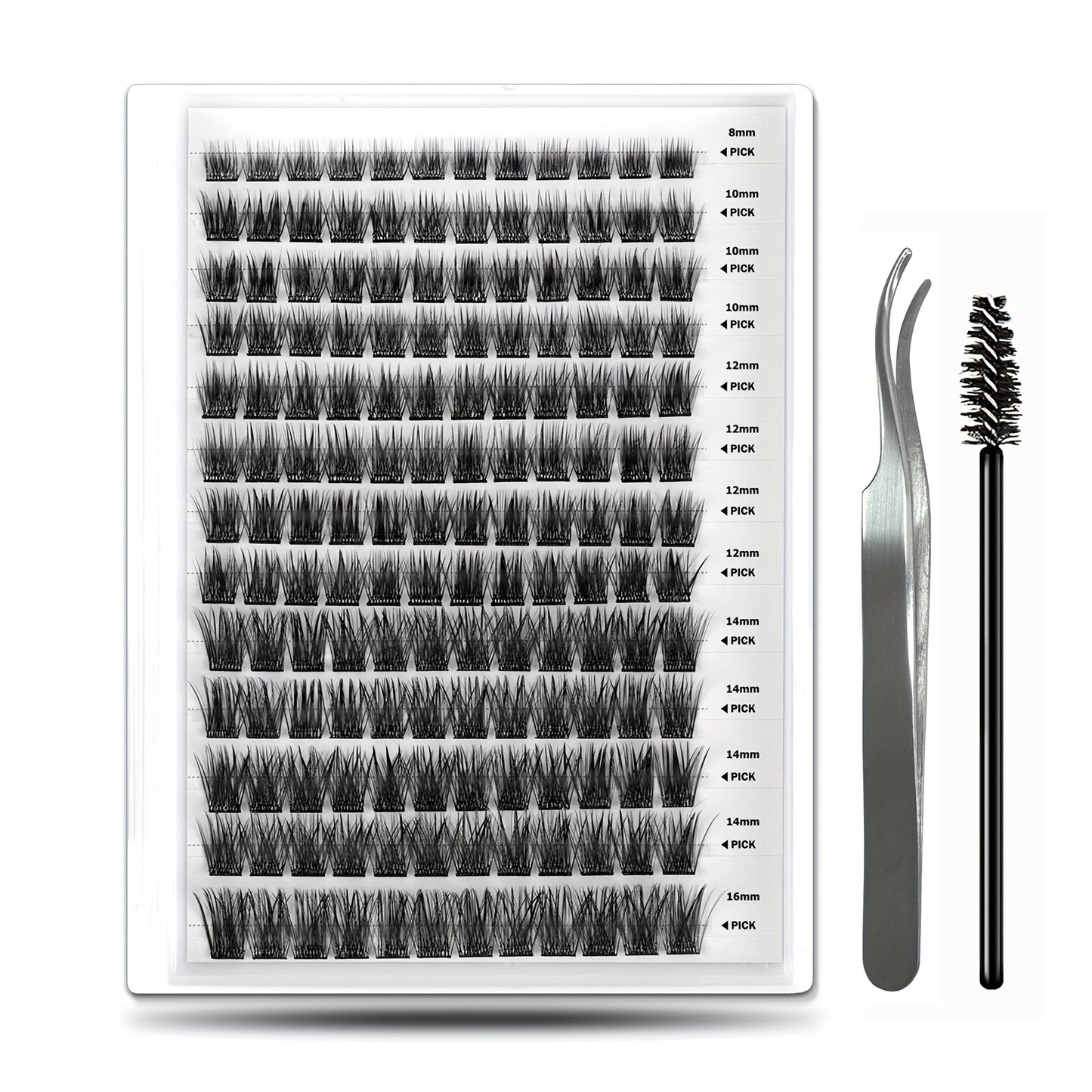 Pre-Glued Eyelash Clusters 156 Pcs — Invisible 2-Strip Tape Self Adhesive Lashes, No Glue Needed No Sticky Residue, Volume Mixed Longer-Lasting DIY Cluster Lash Extensions for Women