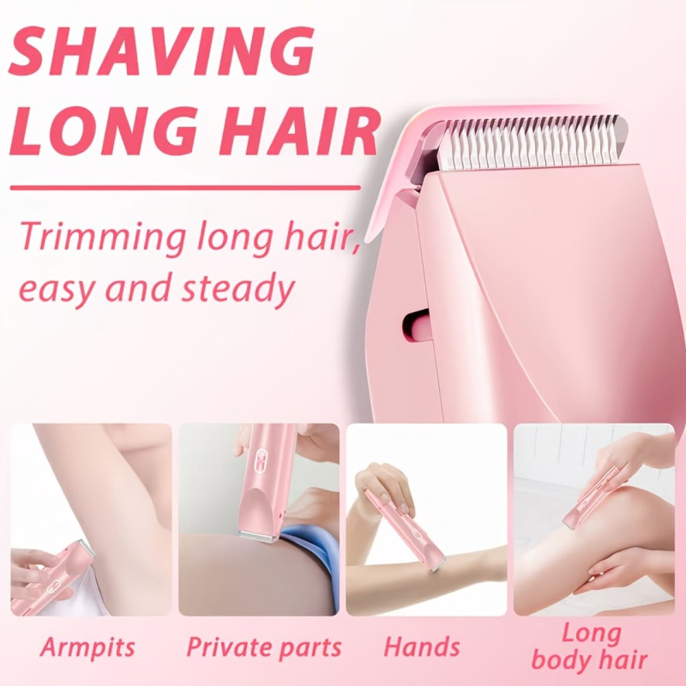 Women'S Electric Shaver, 2-in-1 Electric Shaver, Women'S Electric Shaver Suitable For Face, Nose, Legs And Underarms, Women'S Bikini Trimmer, 67 Waterproof, Wet And Dry Use, Painless, Rechargeable - Portable Hair Shaver