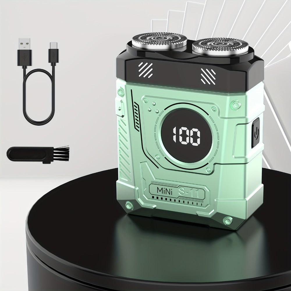 Mimi'S New Electric Shaver Features Magnetic Suction Dual Blade Heads, 2-Speed USB Charging, Mini Car Portable, Men'S Electric Mobile Razor