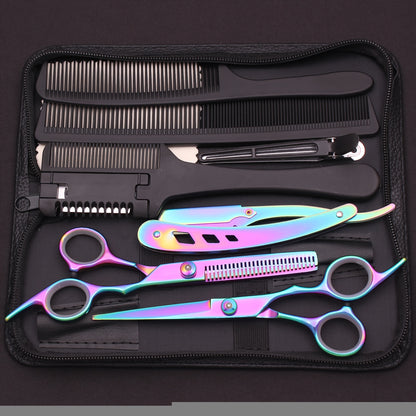 Professional Hair Cutting Scissors Set - Japan Stainless Steel Barber Shears with Thinning Scissors, Razor Comb Kit for Salon & Home Haircut