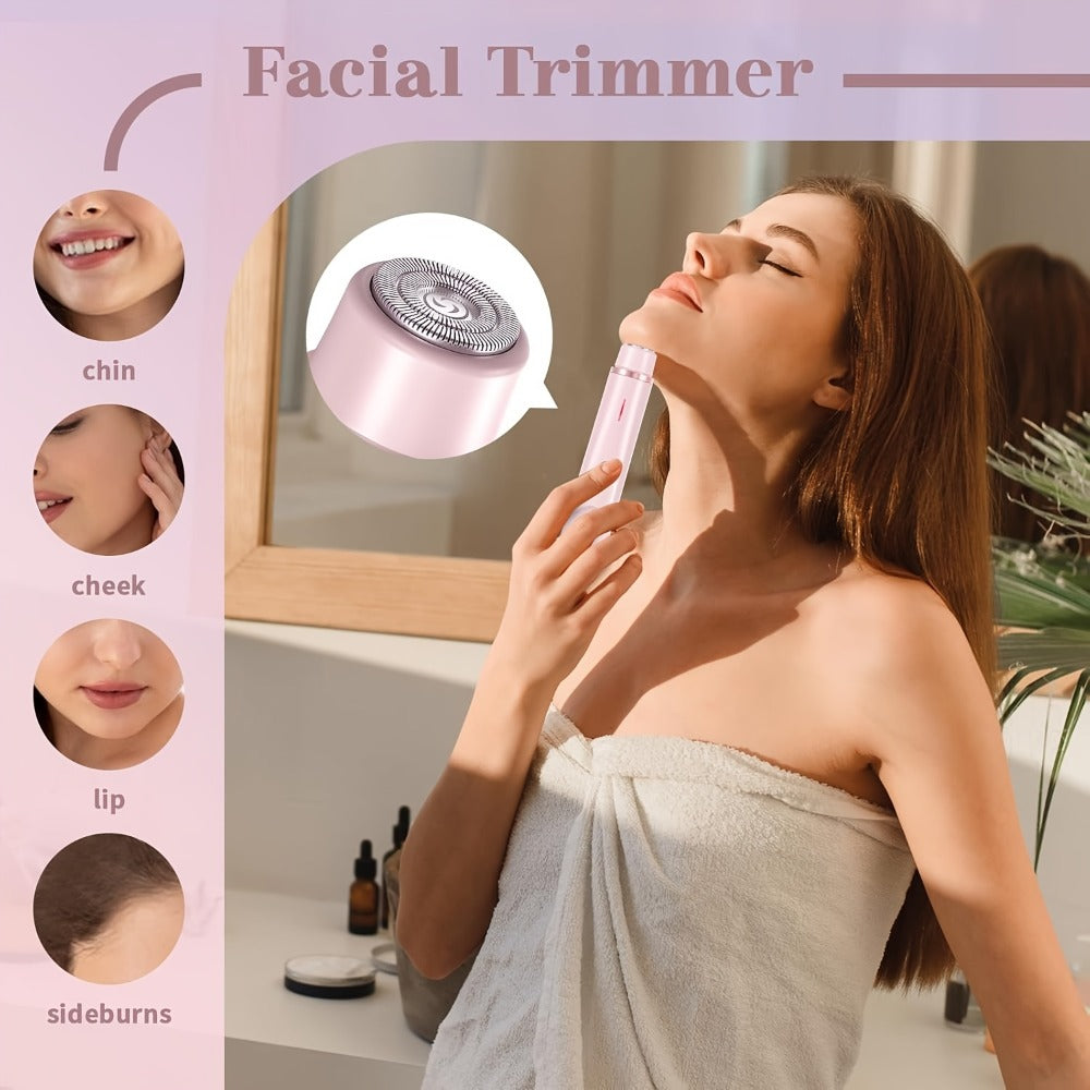 2-In-1 Electric Hair Removal Device for Home Use, Rechargeable Lithium Dual-Head Electric Hair Trimmer for Women | 1pc | Rechargeable Lithium Battery | USB Charging, Multipurpose Bikini Razor And Face Shaver | Body, Arms, Thighs, Electric Shaver